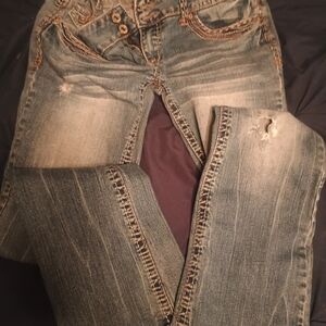 Silver Jeans Women's Boot Cut Distressed Blue